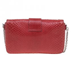 Dior Red Python New Lock Chain Clutch Bag