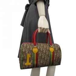 Pre Owned Christian Dior Beige PVC/Leather Rasta Collection Boston Bag