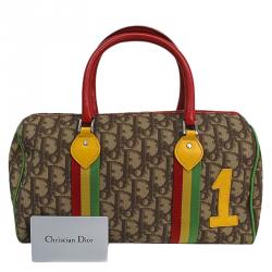 Pre Owned Christian Dior Beige PVC/Leather Rasta Collection Boston Bag