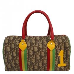 Pre Owned Christian Dior Beige PVC/Leather Rasta Collection Boston Bag