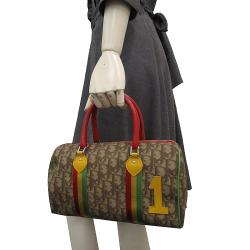 Pre Owned Christian Dior Beige PVC/Leather Rasta Collection Boston Bag