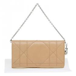 Pre Owned Dior Beige Cannage Leather Wallet on Chain
