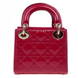 مملوكة مسبقًا حقيبة يد ديور ليدي ديور ميني جلد لامعة حمراء