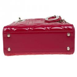 مملوكة مسبقًا حقيبة يد ديور ليدي ديور ميني جلد لامعة حمراء