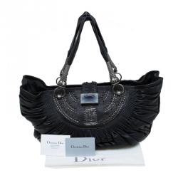 Pre Owned حقيبة ديور بليس بطيات زينة جلد سوداء