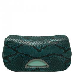 Pre Owned حقيبة كلاتش ديور إيفينينغ ثعبان خضراء