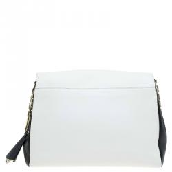 مملوكة مسبقًا حقيبة كتف ديور ديورلينغ كبيرة جلد سوداء/ بيج