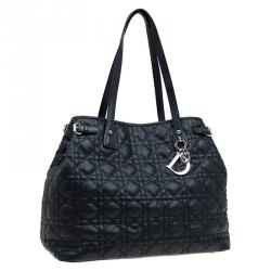 Pre Owned Dior Black Coated Canvas Medium Panarea Shopper Tote