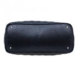 Pre Owned Dior Black Coated Canvas Cannage Quilted Large Panarea Tote