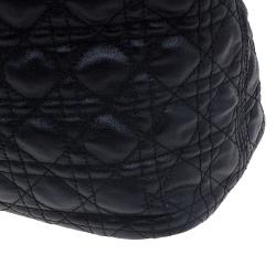 Pre Owned Dior Black Coated Canvas Cannage Quilted Large Panarea Tote