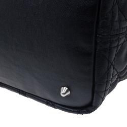 Pre Owned Dior Black Coated Canvas Cannage Quilted Large Panarea Tote