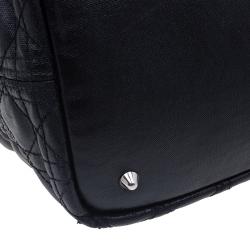 Pre Owned Dior Black Coated Canvas Cannage Quilted Large Panarea Tote