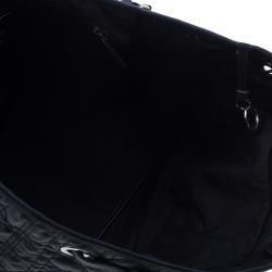 Pre Owned Dior Black Coated Canvas Cannage Quilted Large Panarea Tote