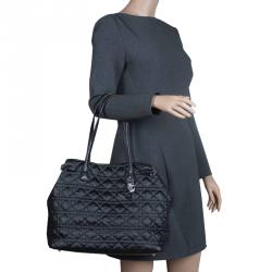 Pre Owned Dior Black Coated Canvas Medium Panarea Shopper Tote