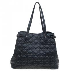 Pre Owned Dior Black Coated Canvas Medium Panarea Shopper Tote