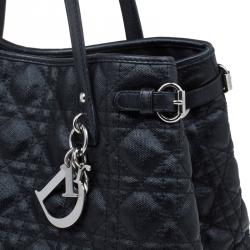 Pre Owned Dior Black Coated Canvas Medium Panarea Shopper Tote