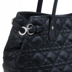 Pre Owned Dior Black Coated Canvas Medium Panarea Shopper Tote