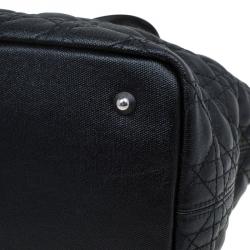 Pre Owned Dior Black Coated Canvas Medium Panarea Shopper Tote