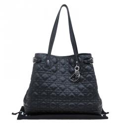 Pre Owned Dior Black Coated Canvas Medium Panarea Shopper Tote