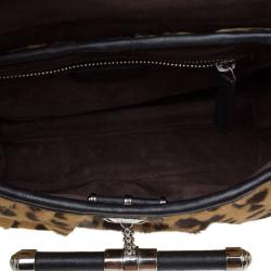 Dior Brown Leapard Print Pony Hair Jazz Club Shoulder Bag