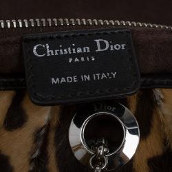 Dior Brown Leapard Print Pony Hair Jazz Club Shoulder Bag