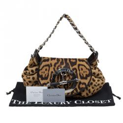 Dior Brown Leapard Print Pony Hair Jazz Club Shoulder Bag