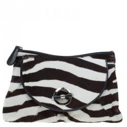 مملوكة مسبقًا Dior Zebra Print Calf Hair Jazz Club Clutch