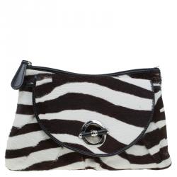 مملوكة مسبقًا Dior Zebra Print Calf Hair Jazz Club Clutch