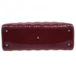 Pre Owned Dior Red Patent Leather Large Lady Dior Tote