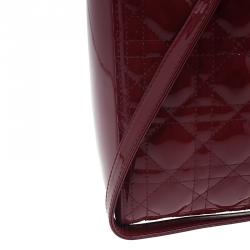 Pre Owned Dior Red Patent Leather Large Lady Dior Tote