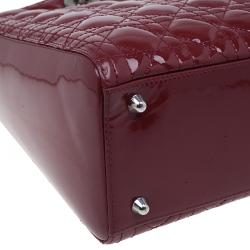 Pre Owned Dior Red Patent Leather Large Lady Dior Tote