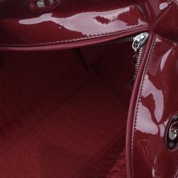 Pre Owned Dior Red Patent Leather Large Lady Dior Tote