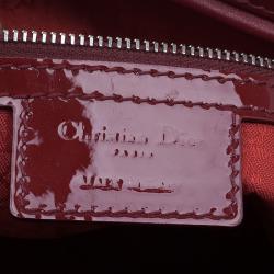 Pre Owned Dior Red Patent Leather Large Lady Dior Tote