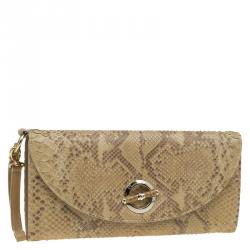 مملوكة مسبقًا Dior Beige Python Jazz Club Wristlet Clutch