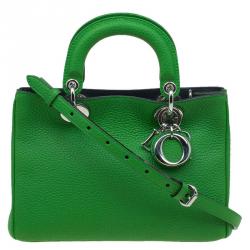 Pre Owned Dior Green Pebbled Leather Mini Diorissimo Tote