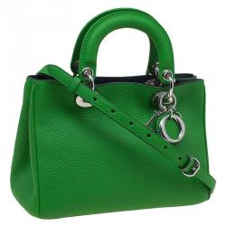 Pre Owned Dior Green Pebbled Leather Mini Diorissimo Tote