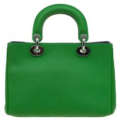 Pre Owned Dior Green Pebbled Leather Mini Diorissimo Tote