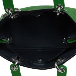 Pre Owned Dior Green Pebbled Leather Mini Diorissimo Tote