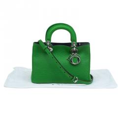 Pre Owned Dior Green Pebbled Leather Mini Diorissimo Tote
