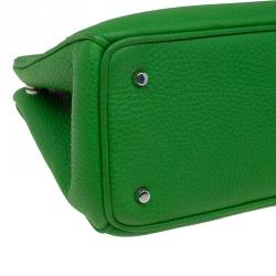 Pre Owned Dior Green Pebbled Leather Mini Diorissimo Tote