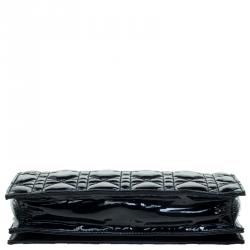 Pre Owned حقيبة كلاتش ديور ليدي ديور جلد لامعة مبطنة كاناج سوداء