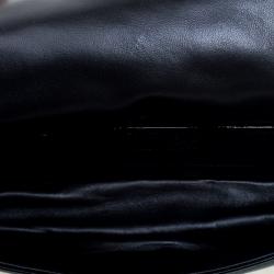 Pre Owned حقيبة كلاتش ديور ليدي ديور جلد لامعة مبطنة كاناج سوداء