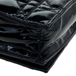 Pre Owned حقيبة كلاتش ديور ليدي ديور جلد لامعة مبطنة كاناج سوداء