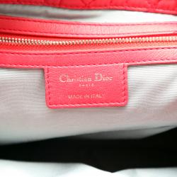 Pre Owned Dior Red Cannage Quilted Lambskin Dior Soft Shopping Tote