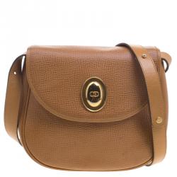 Christian Dior Vintage Street Chic Columbus Bag Leather Medium Brown 1198212