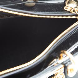 Pre Owned حقيبة يد ديور ليدي ديور كبيرة جلد لامعة سوداء