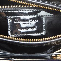 Pre Owned حقيبة يد ديور ليدي ديور كبيرة جلد لامعة سوداء