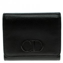 Pre Owned Dior Black Patent Leather Mania Compact Wallet