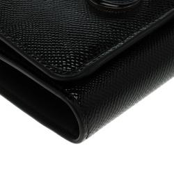 Pre Owned Dior Black Patent Leather Mania Compact Wallet