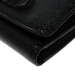 Pre Owned Dior Black Patent Leather Mania Compact Wallet